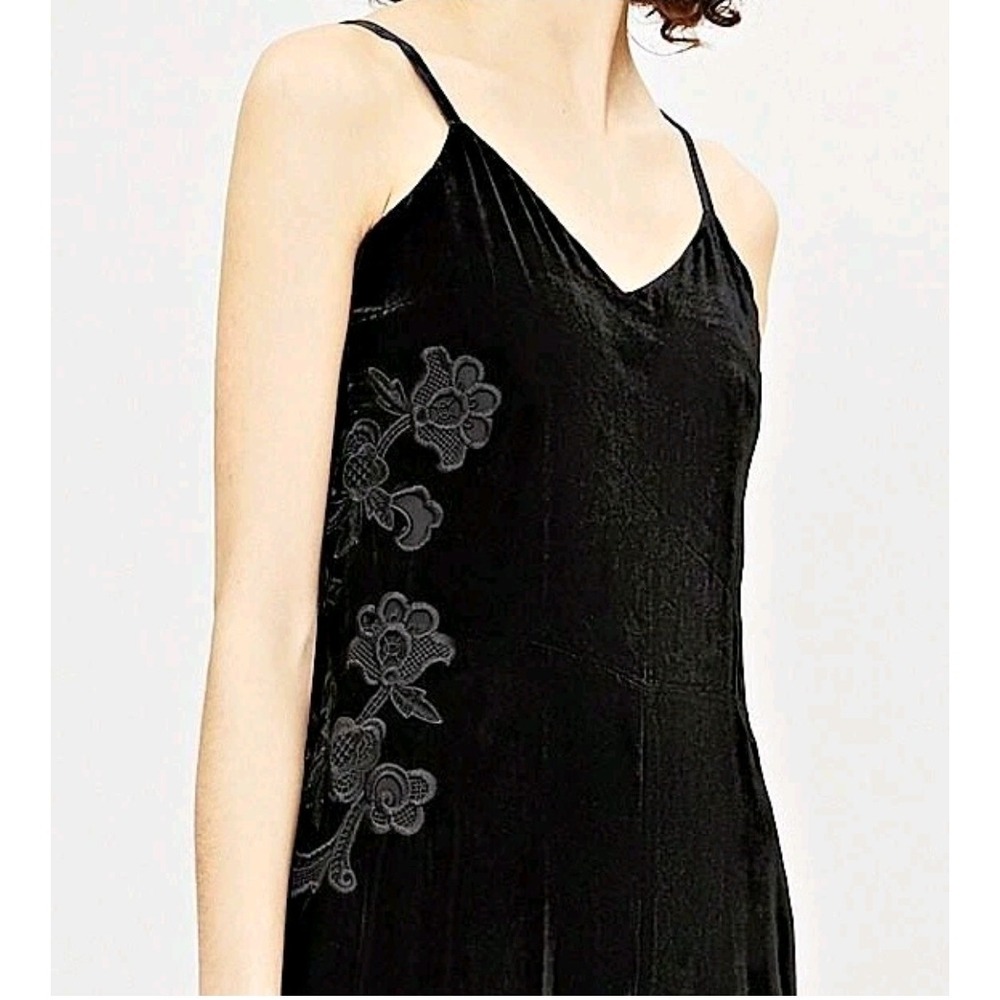 Sandro Paris Emilia Lace-Embroidered Straight-Leg Velour Jumpsuit US S/FR38 $445 - Picture 2 of 11